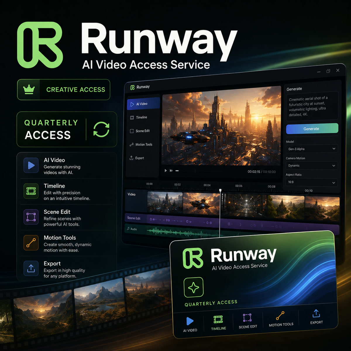 Runway AI video access service