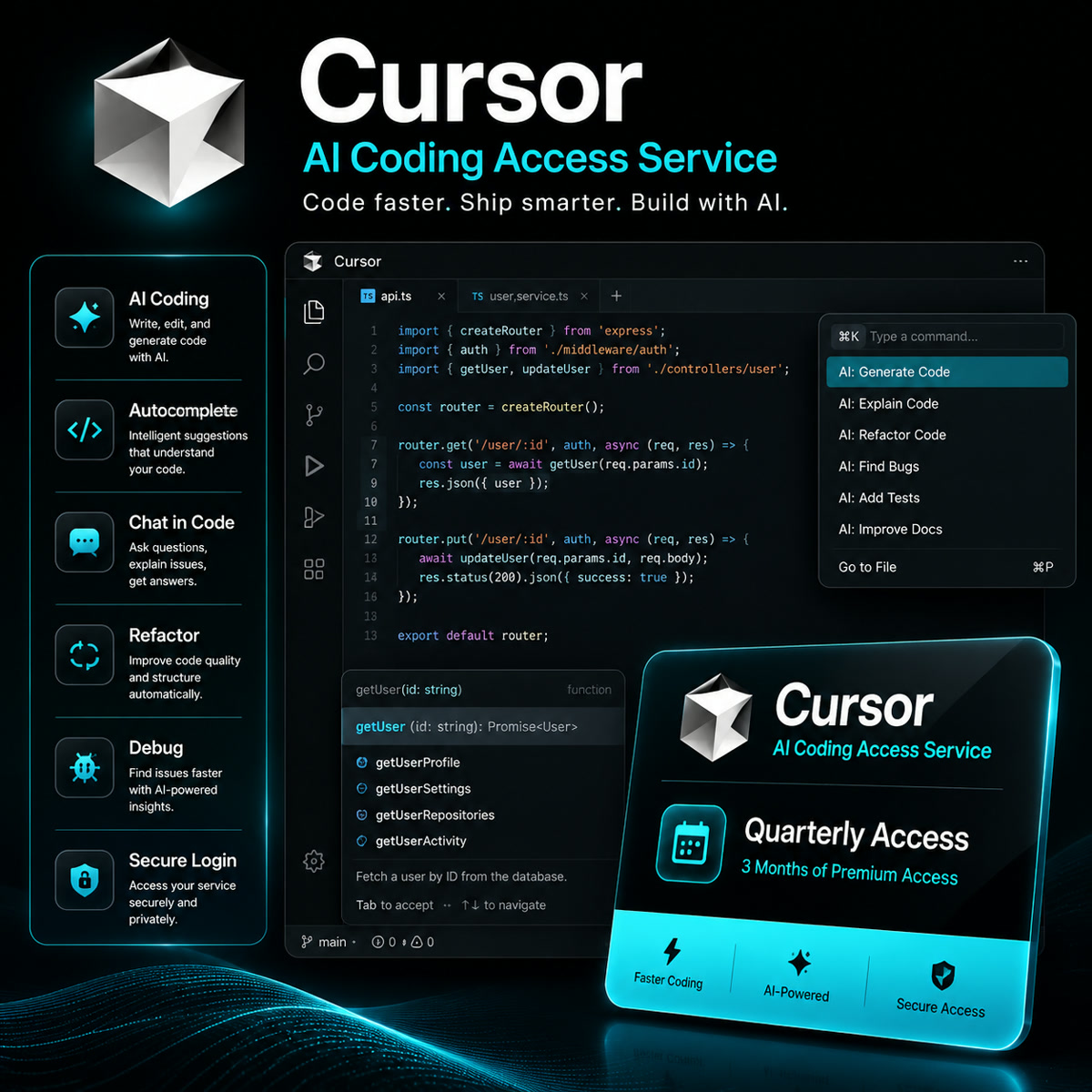 Cursor AI coding access service